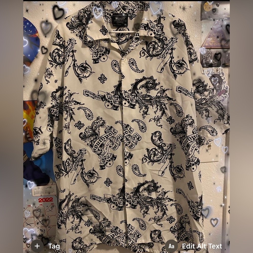 White and Black South Pole button up